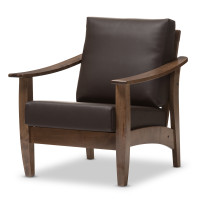 Baxton Studio SW3656-Dark Brown/Walnut-M17-CC Pierce Modern 1-Seater Lounge Chair
